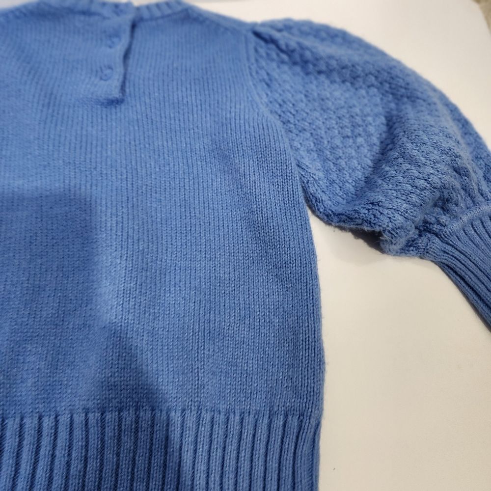 $5x25 Janie and Jack blue cable knit balloon sleeves sweater size 7 - Picture 9 of 9